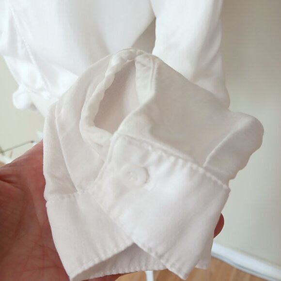 Anthropologie Cloth & Stone Tie Front Button Down Blouse White Size Large - Picture 5 of 7